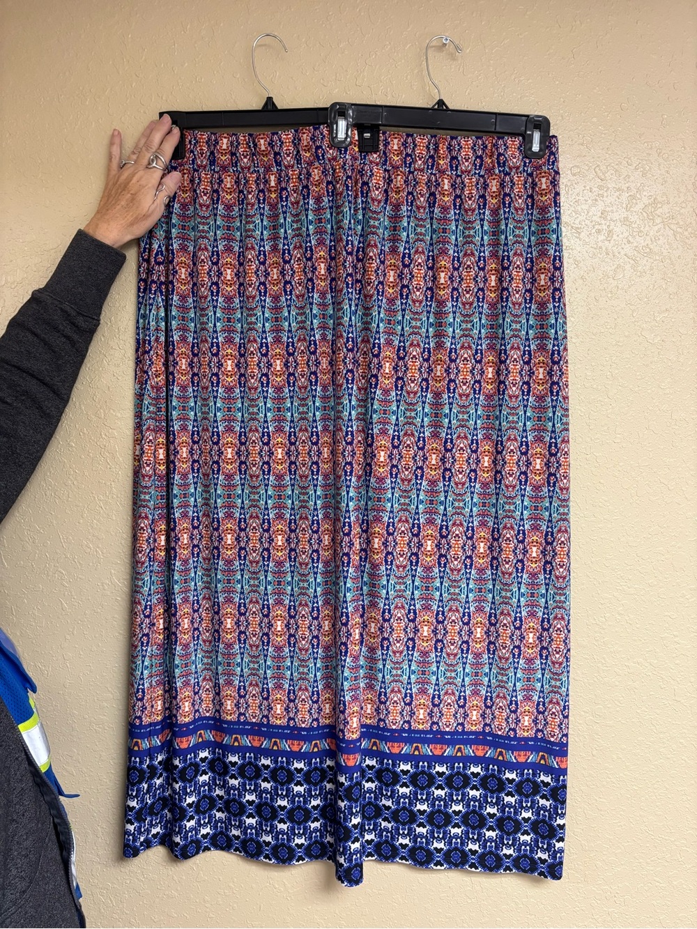 Cato Navy and Orange Printed Maxi Skirt